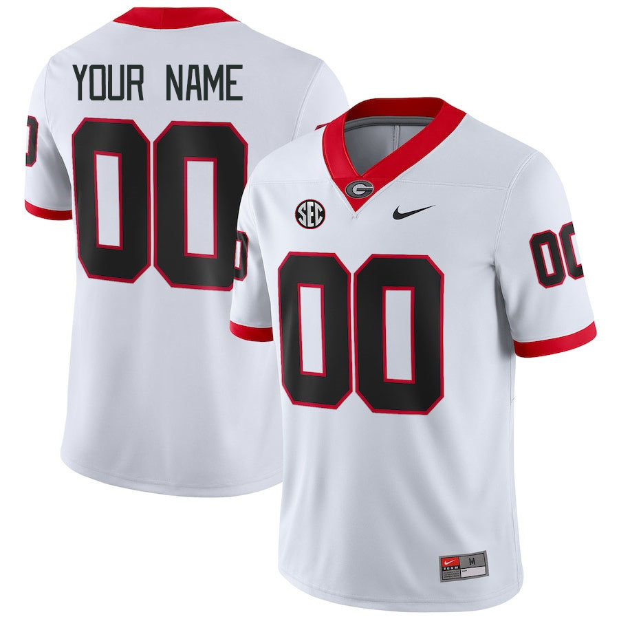 Custom Georgia Bulldogs Name And Number College Football Jerseys Stitched-White